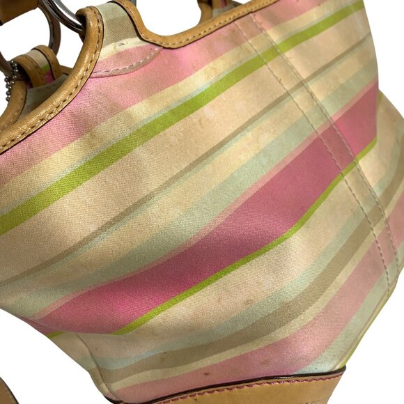 Coach Y2K Soho Hampton Pastels Striped Vachetta Leather Handbag 1888 Bag w/ Tag - Picture 4 of 13